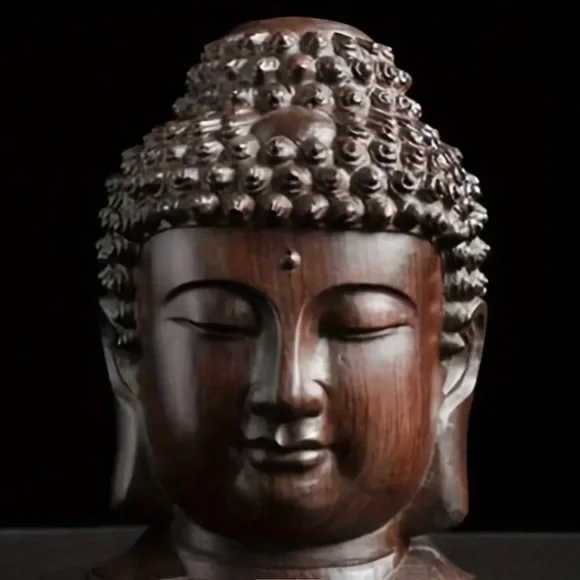 Collectible 1 carved Ebony wood face of Buddha - Picture 7 of 7